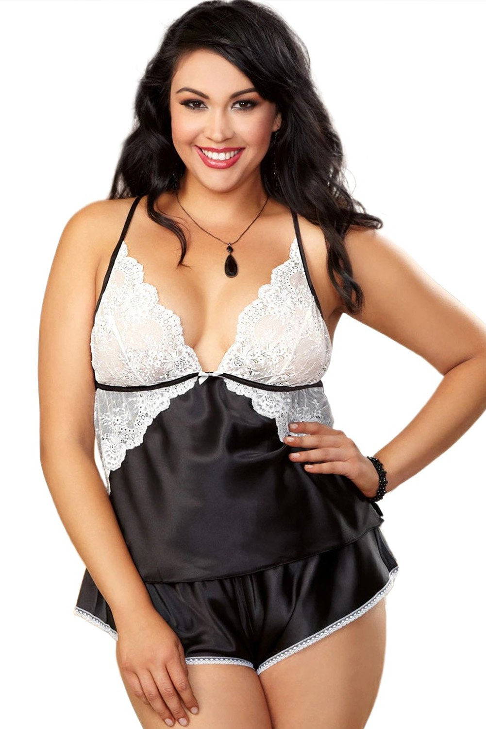 Plus Size - French Satin Camisole Set