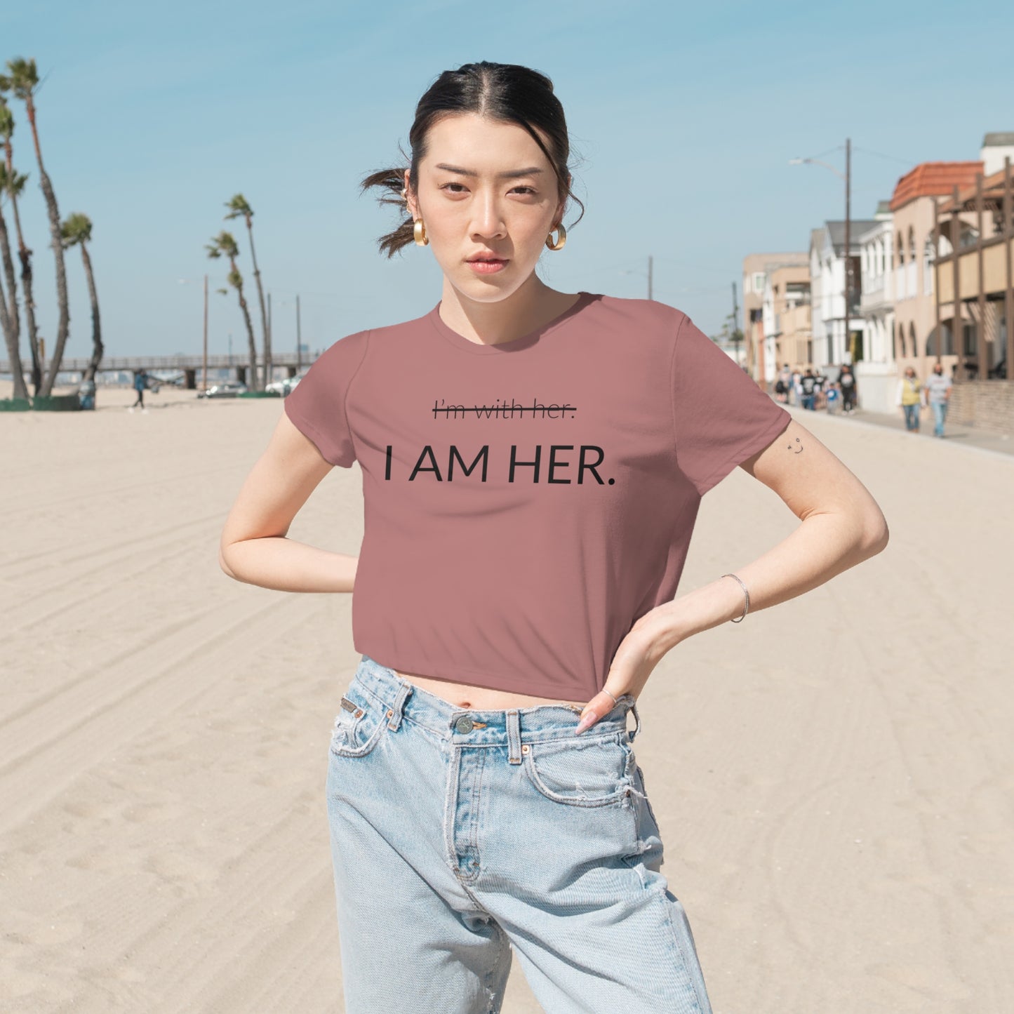 I AM HER Flowy Cropped Tee