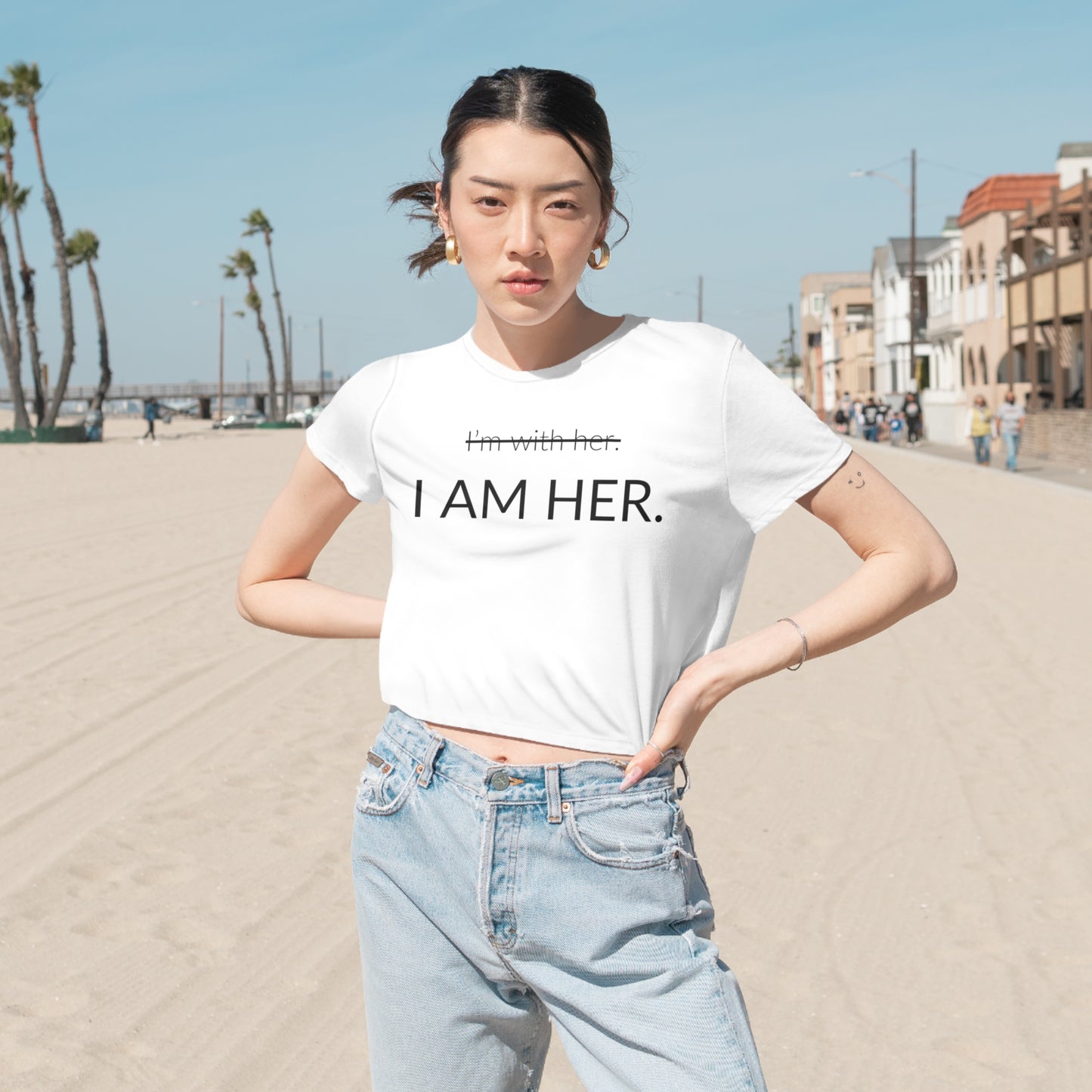 I AM HER Flowy Cropped Tee