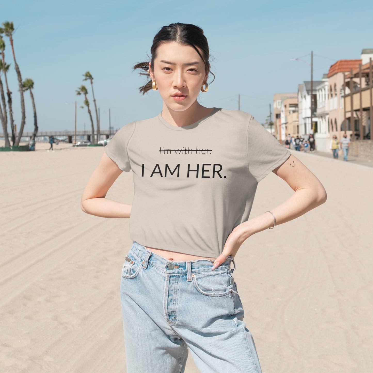 I AM HER Flowy Cropped Tee